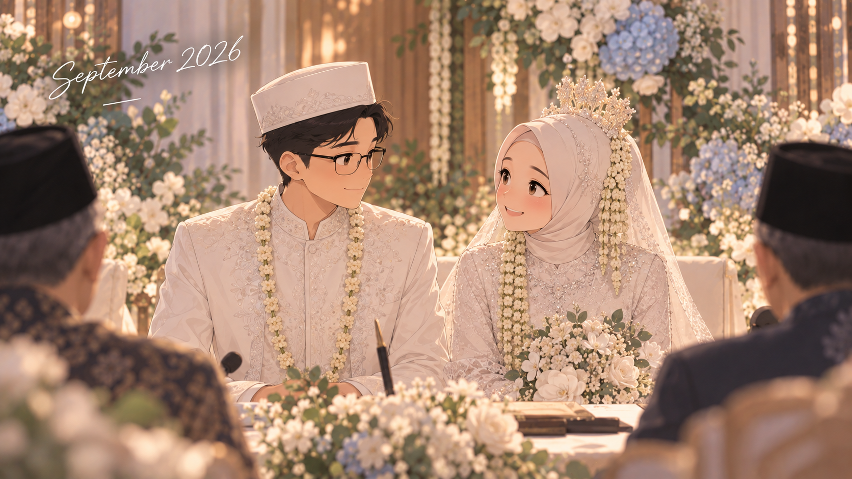 Ilustrasi Tyas dan Faris: busana pernikahan pada September 2026
